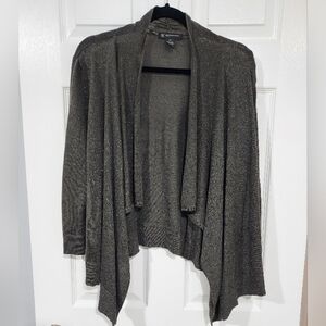 INC Woman Shimmery Gray Drape Open Front Cardigan in Size 2X